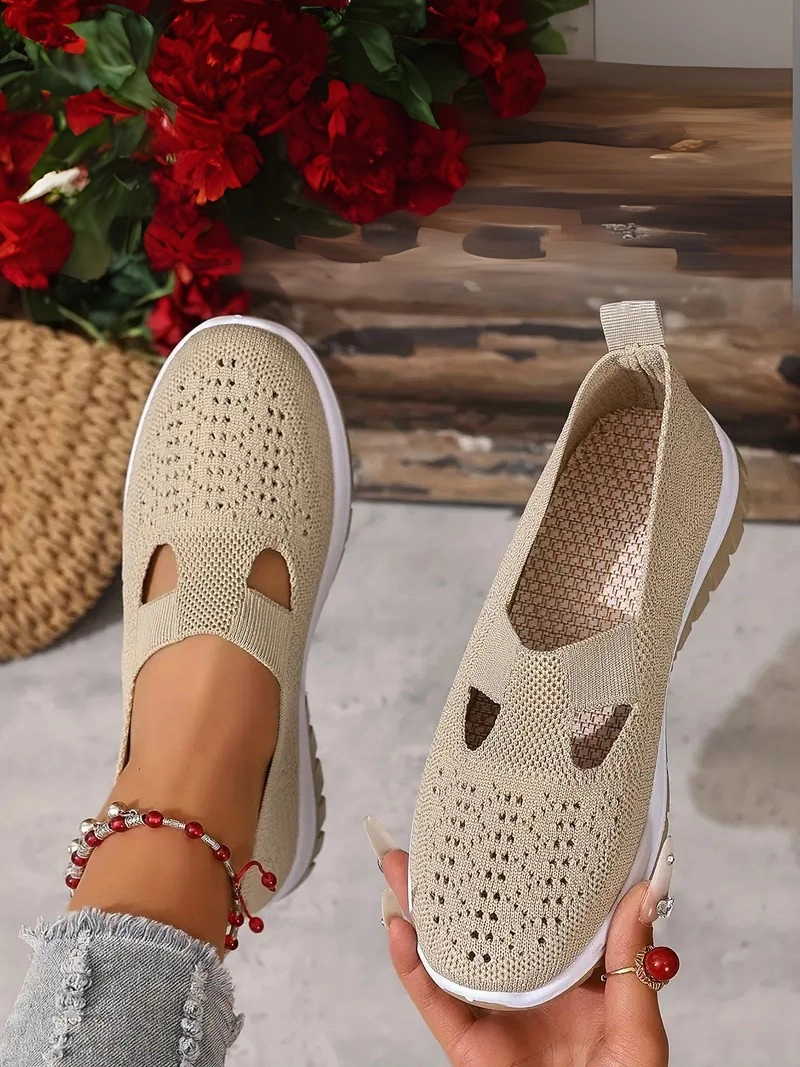 Örgü Desenli Topuksuz Düz Günlük Kullanım İçin Rahat ve Sade Mavi Kadın Sneaker