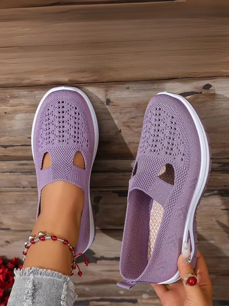 Örgü Desenli Topuksuz Düz Günlük Kullanım İçin Rahat ve Sade Mavi Kadın Sneaker