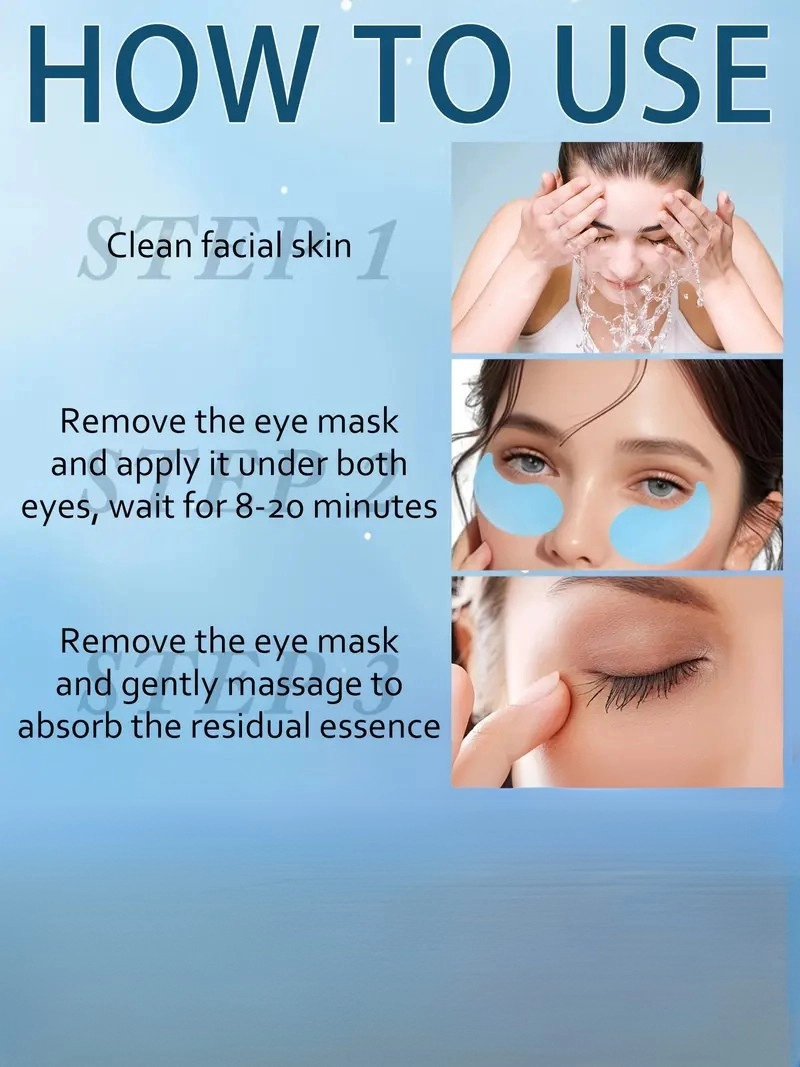 60 adet Kollajen & Retinol Göz Altı Maskeleri Nemlendirici ve Sıkılaştırıcı Hipoalerjenik Çok Fonksiyonlu