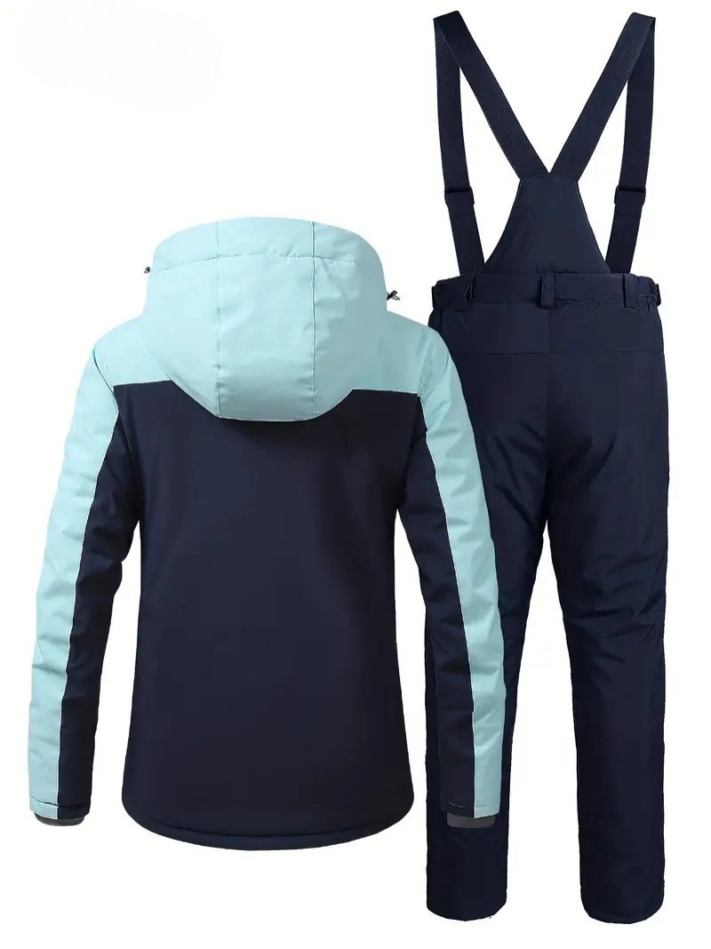 Tam Takım Kadın Kayak Kıyafeti Fermuarlı Polyester Dış Mekan Kış Spor Ekipmanı ile Şapka Ceketi Esnemez Kumaş, Pantolon, Kayak ve Snowboard İçin Uygun