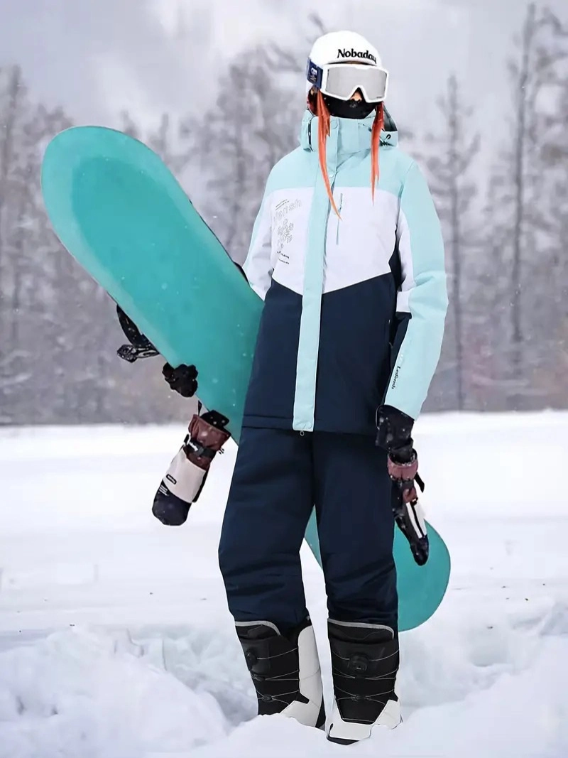 Tam Takım Kadın Kayak Kıyafeti Fermuarlı Polyester Dış Mekan Kış Spor Ekipmanı ile Şapka Ceketi Esnemez Kumaş, Pantolon, Kayak ve Snowboard İçin Uygun