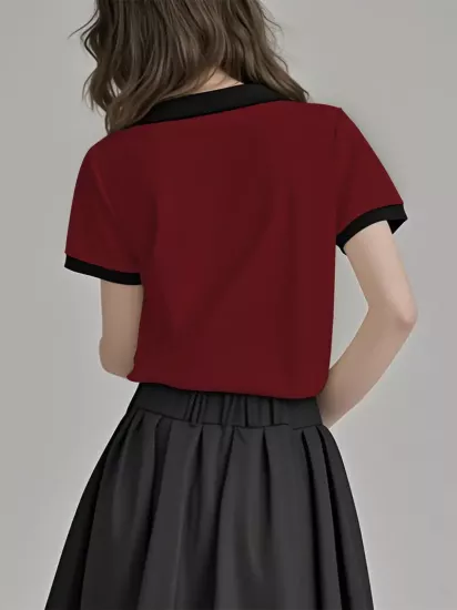 Polo Yaka Dokuma Slim Fit Kırmızı T-Shirt