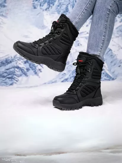 Yüksek Taban Peluş Polar Astarlı Soğuk Havaya Dayanıklı Rahat Kadın Kar Botu